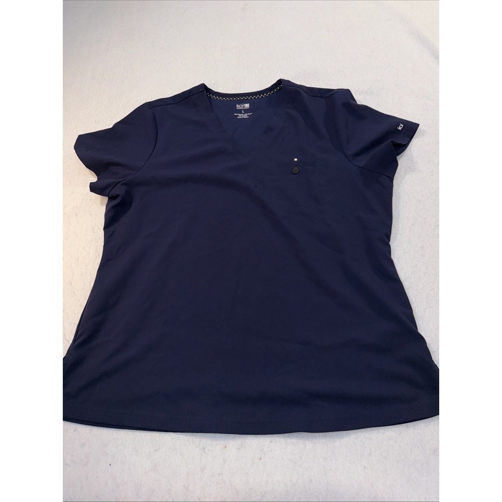 Koi Next Gen Women's Large Navy Blue Scrub Top Cotton Blend Twill